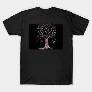 Birds in the Colourful Heart Tree T-Shirt